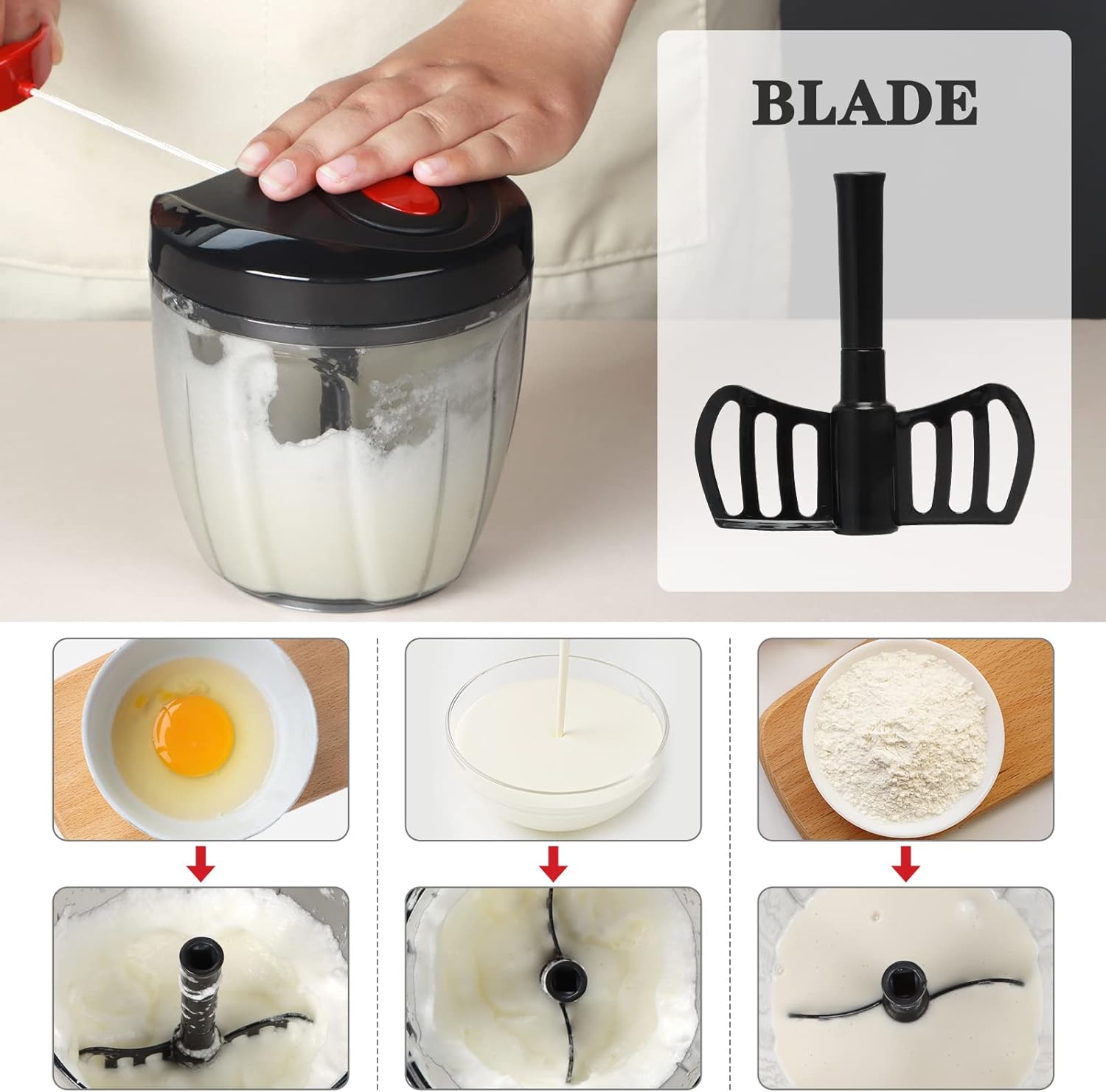 Manual Food Chopper, Vegetable Cutter, Chopper, Hand String Chopper, Smoothie Blender -900ml Manual Food Chopper, Vegetable Cutter, Chopper, Hand String Chopper, Smoothie Blender -900ml